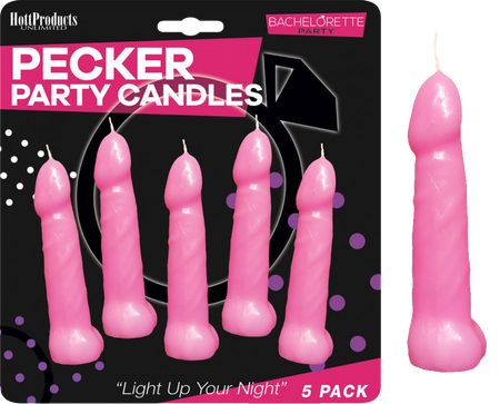 Bachelorette Pecker Party Pink Candles 5pk